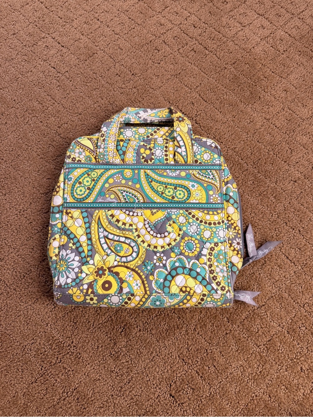 Vera Bradley Lemon Parfait Stationary Travel Organizer Bag